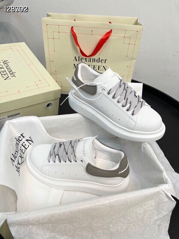 Alexander McQueen Women White Lambskin Leather Logo Sneakers