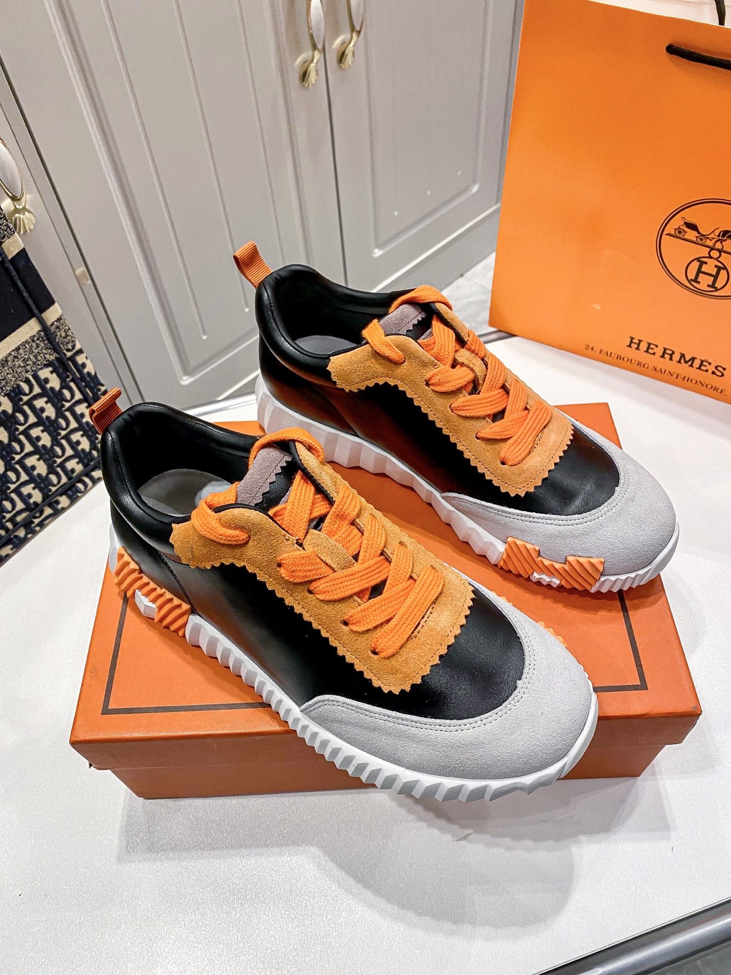 Hermes Lambskin Leather Sneakers