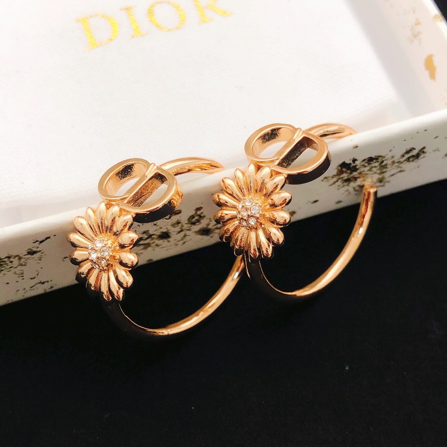 Dior Gold Brass Sunburst Earrings