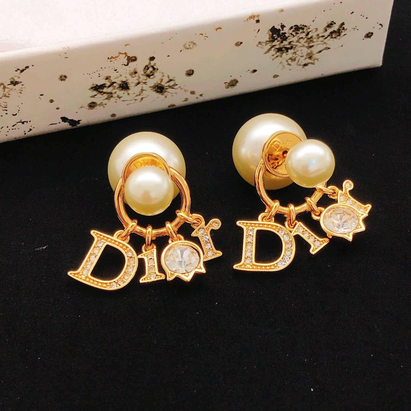 Dior Gold Brass Logo Earrings