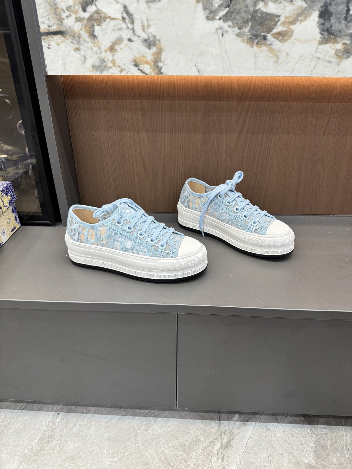Dior Women Cotton & Lambskin Leather Embroidered Shoes