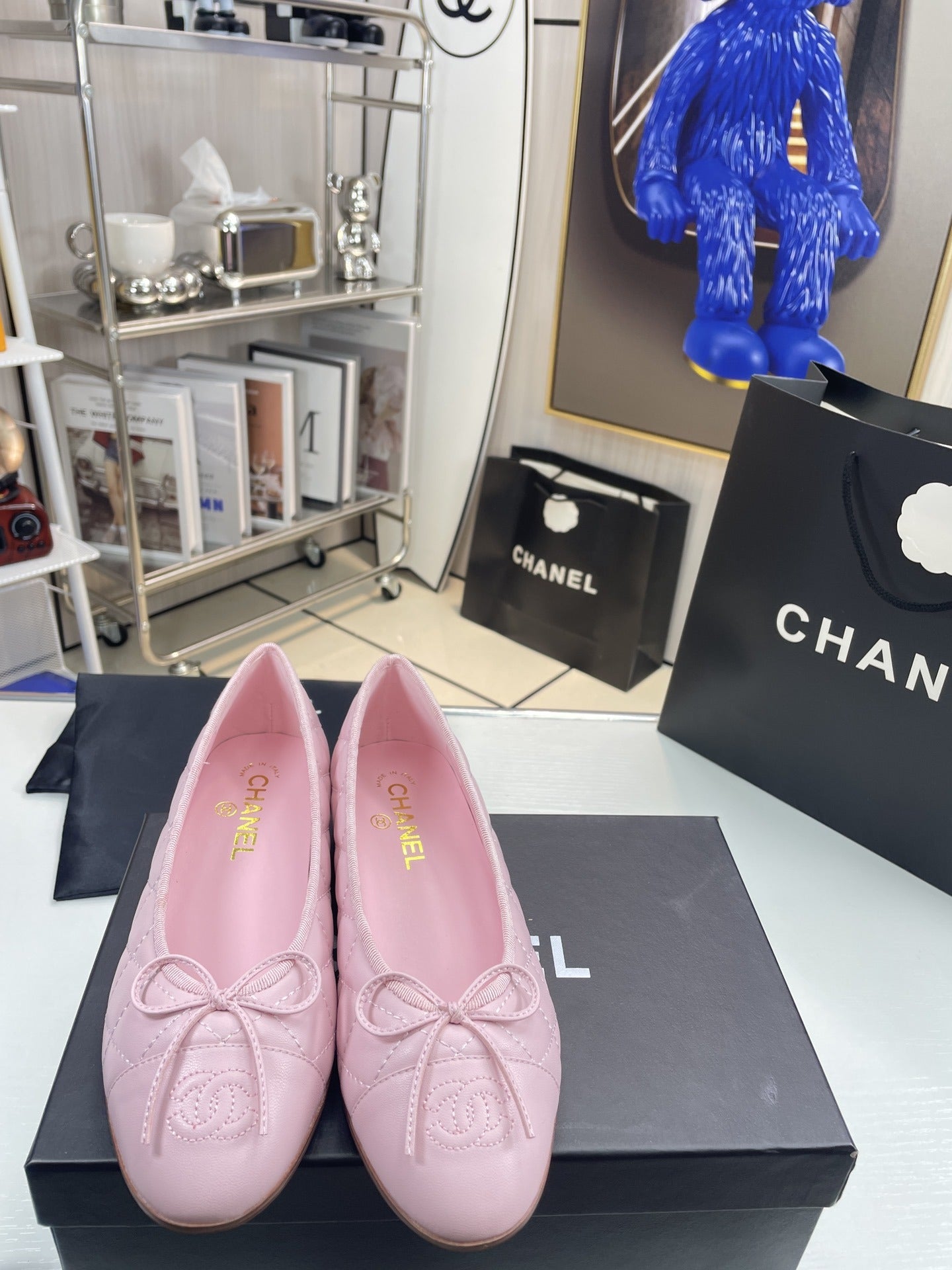 Chanel Lambskin Leather Bow Ballet Flats