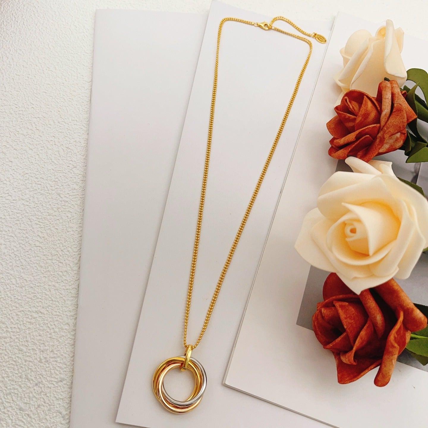Cartier Gold Brass Colorblock Necklace