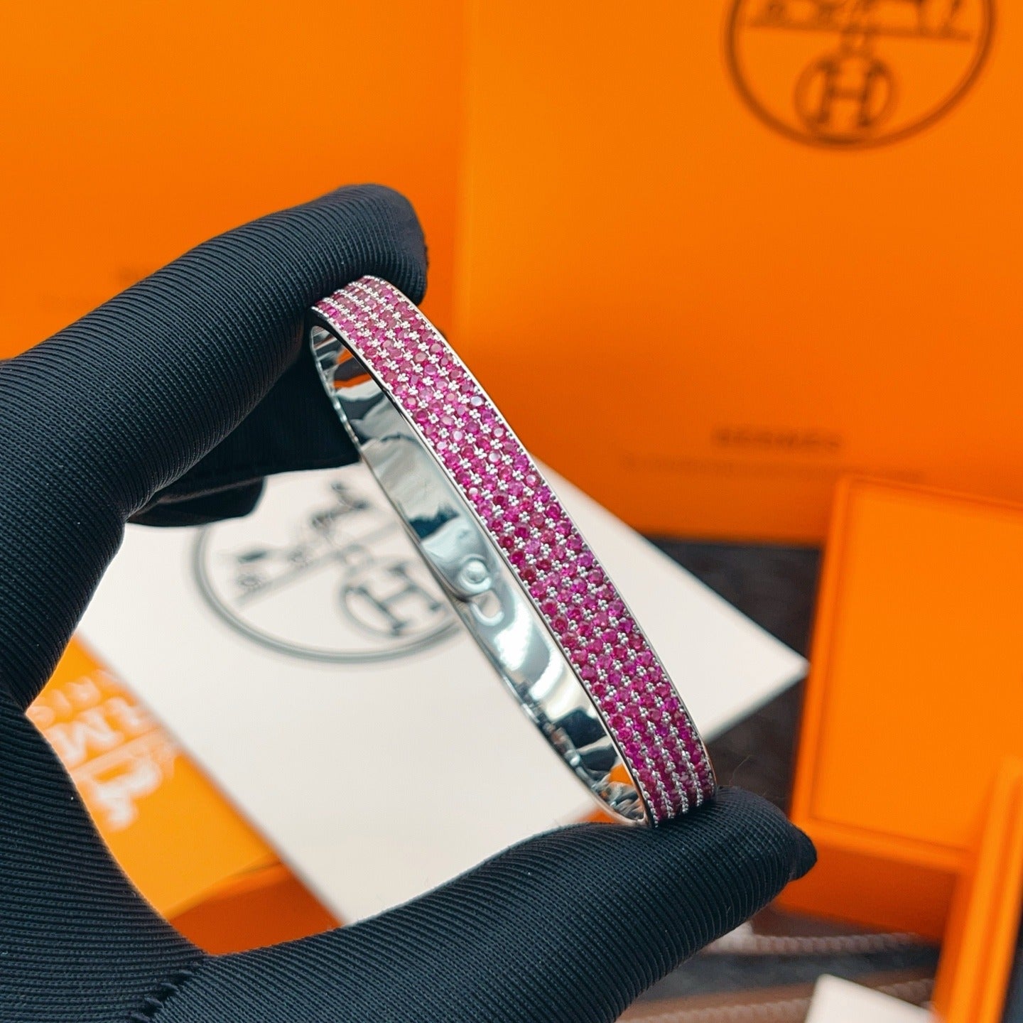 Hermes Purple Brass Pave Bracelet