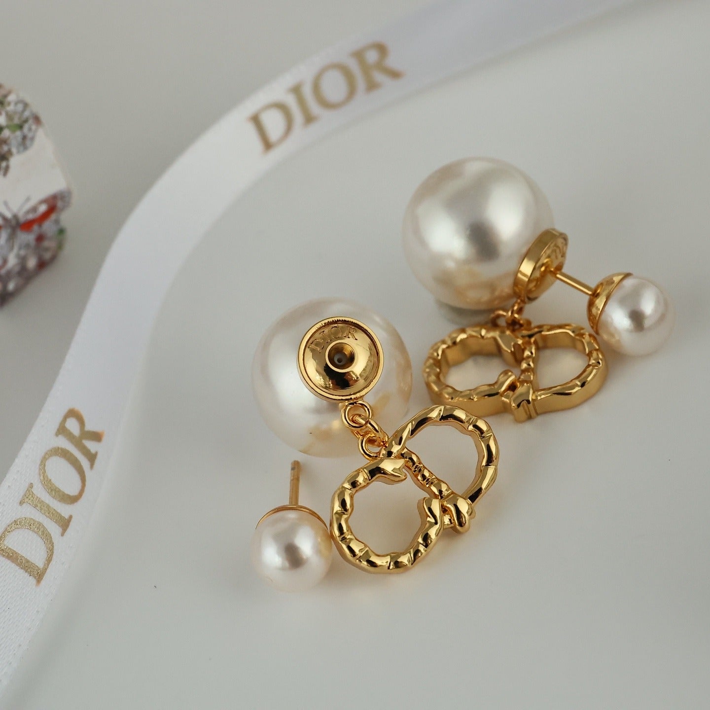 Dior Gold Pearl Earrings