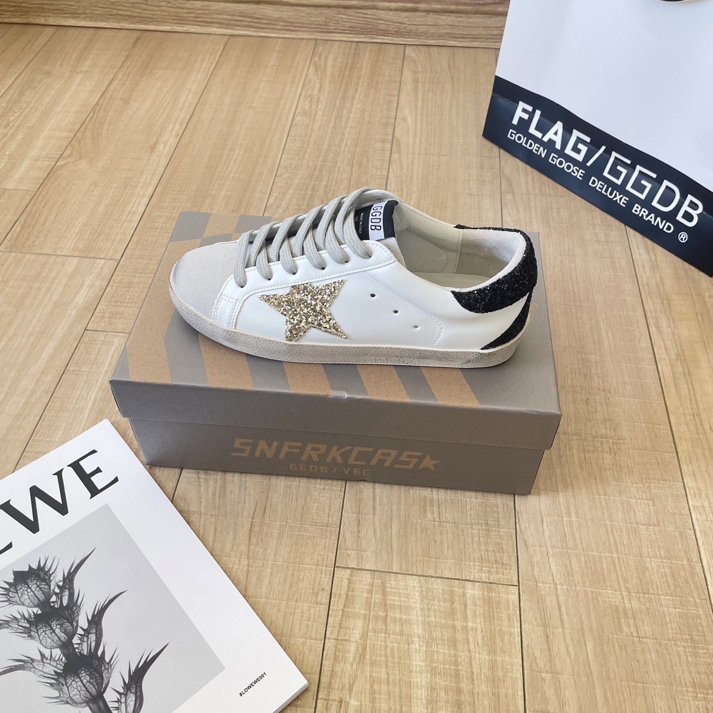 Golden Goose Calfskin Leather Vintage-Finish Sneakers