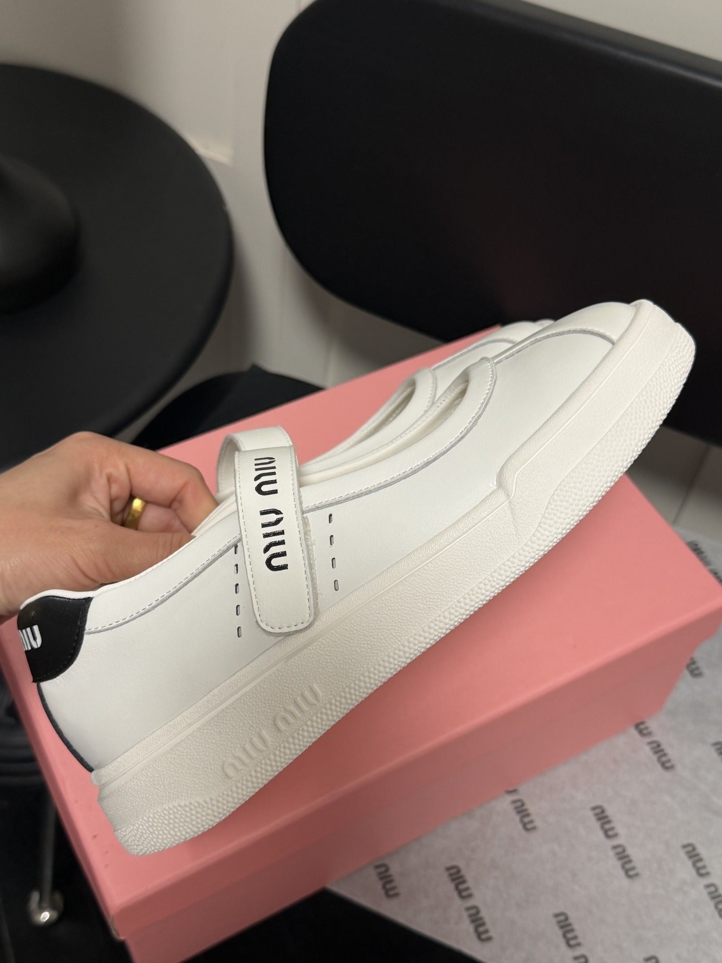 Miu Miu White Leather Logo Sneakers