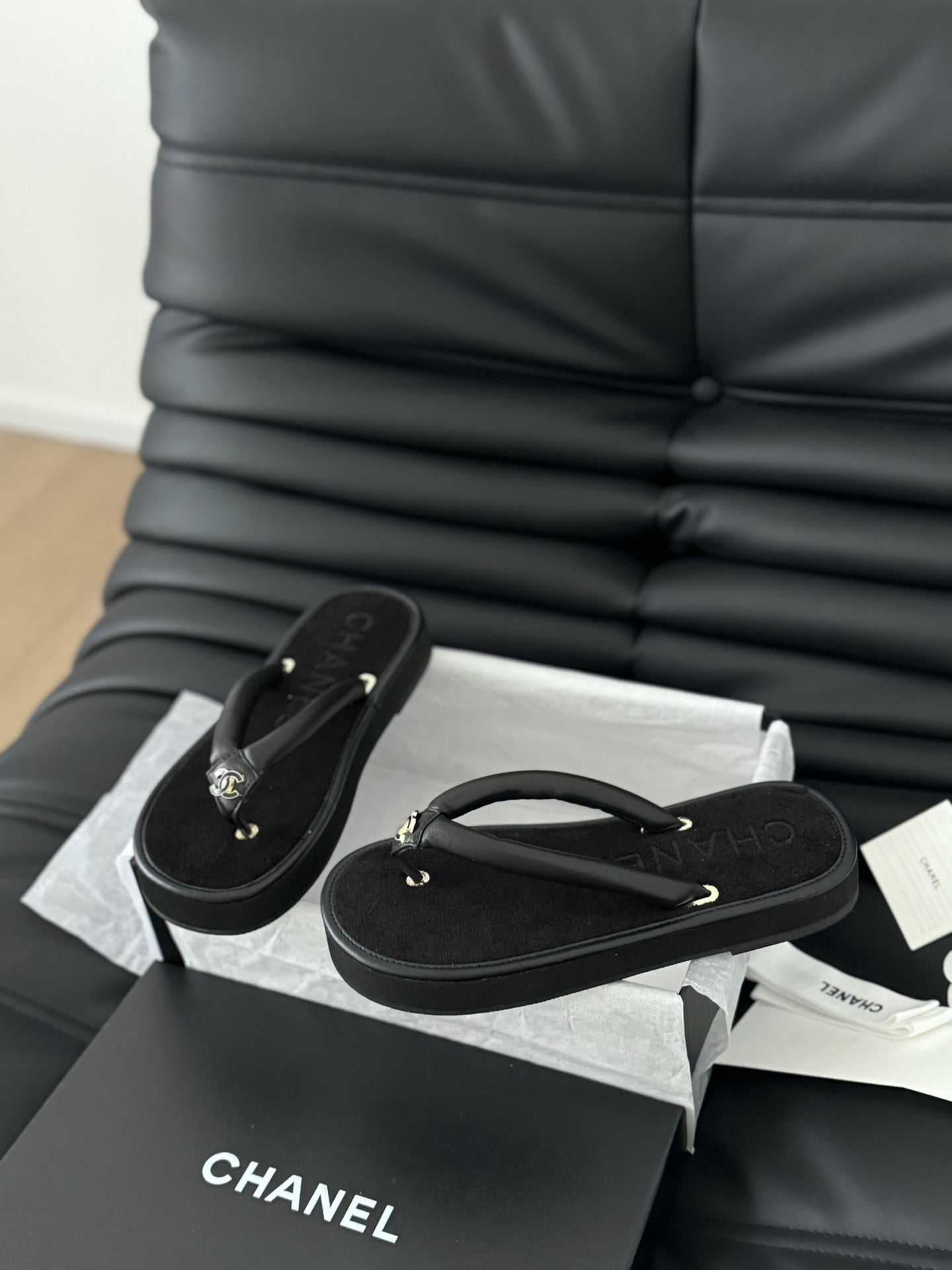 Chanel Leather Slides
