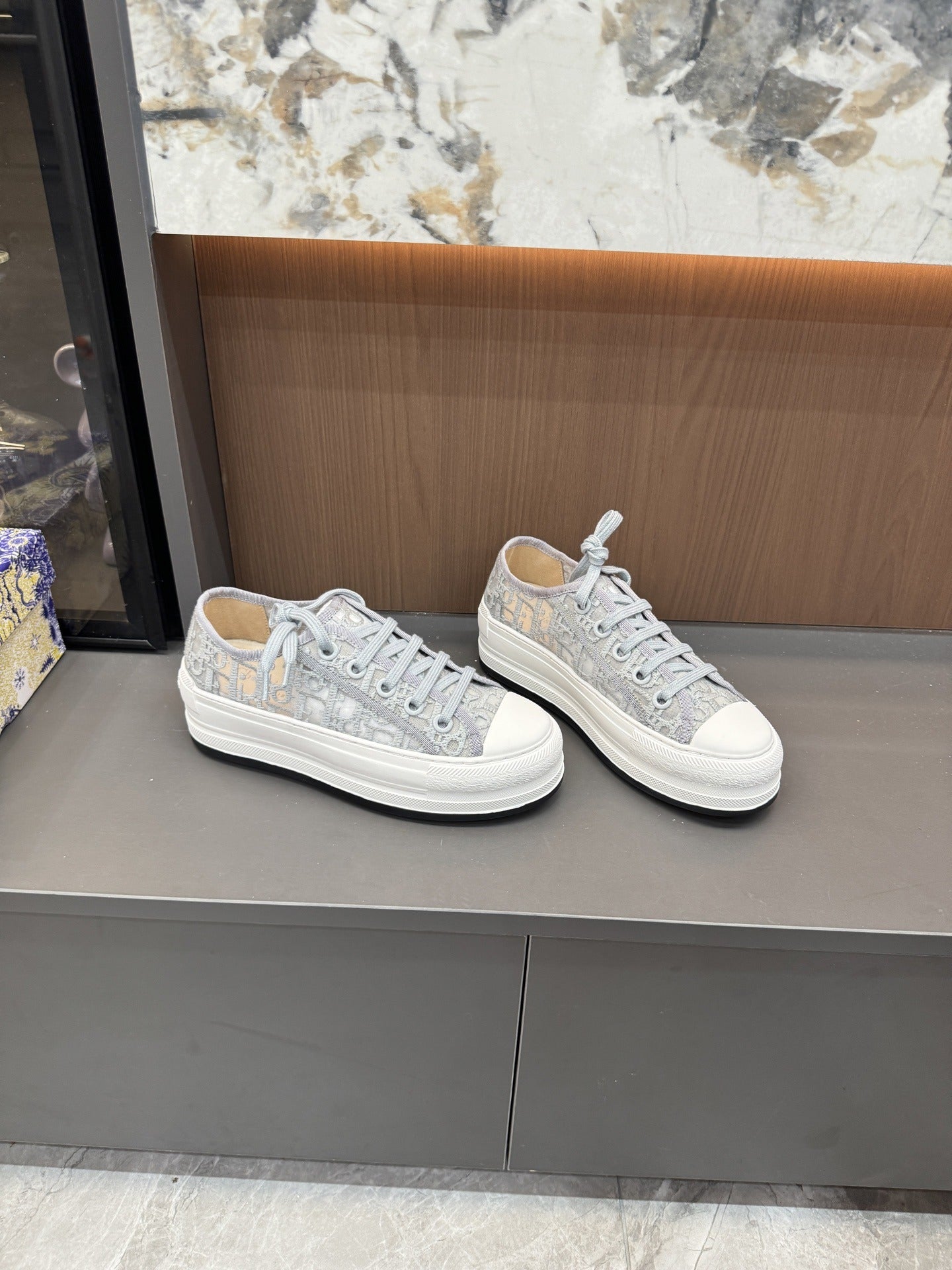 Dior Women Cotton & Lambskin Leather Embroidered Shoes