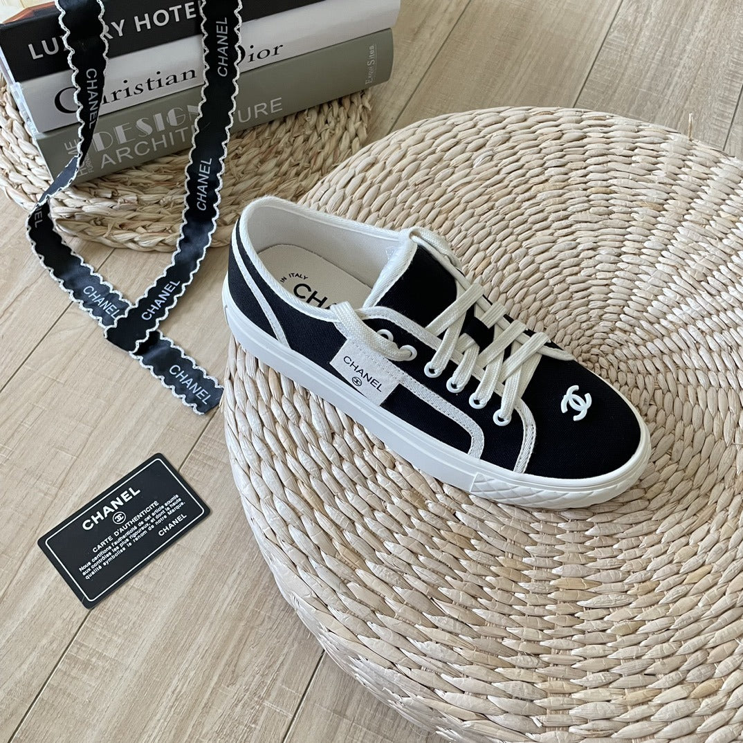 Chanel Canvas & Lambskin Leather Sneakers