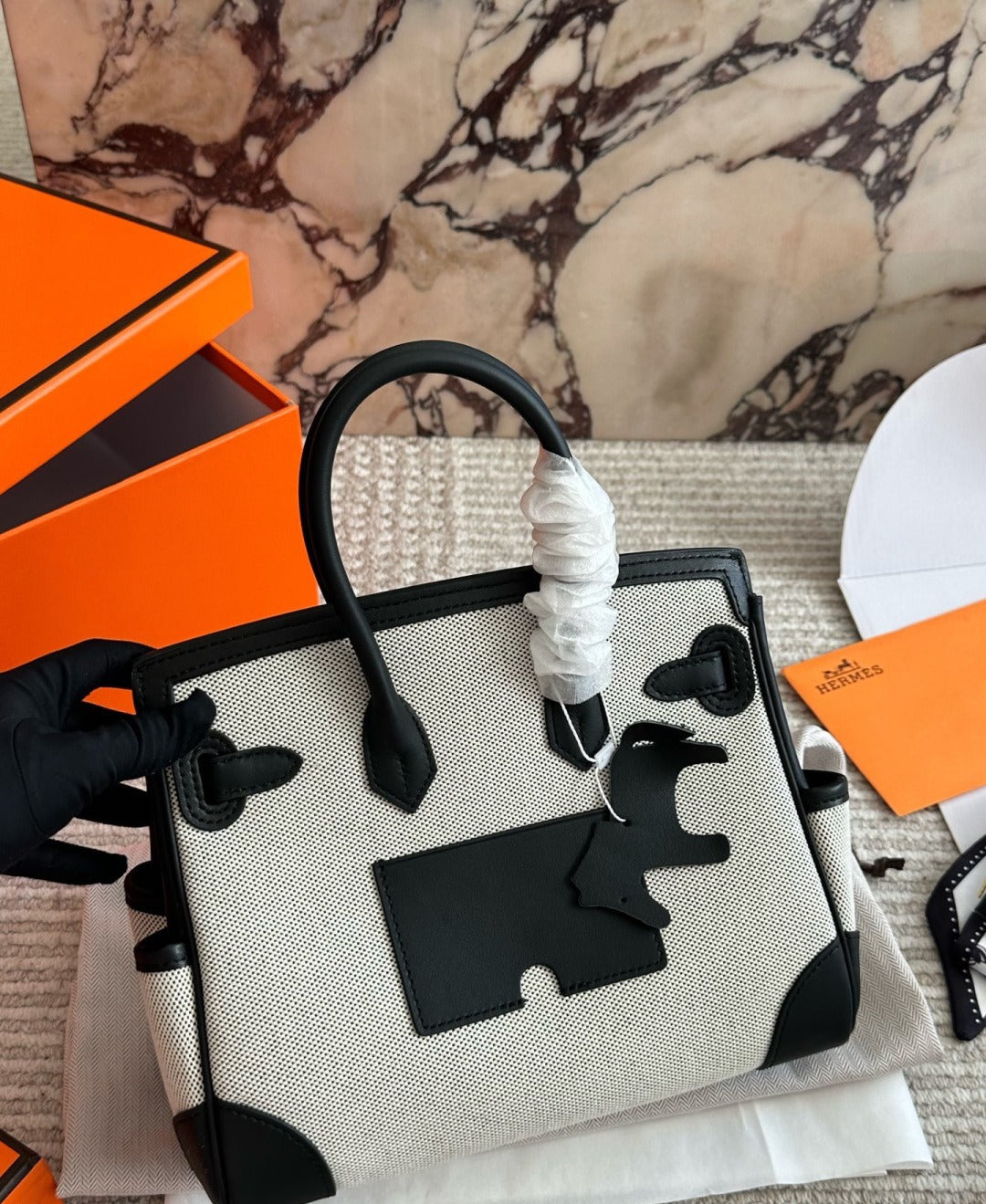 Hermes Canvas Handbag