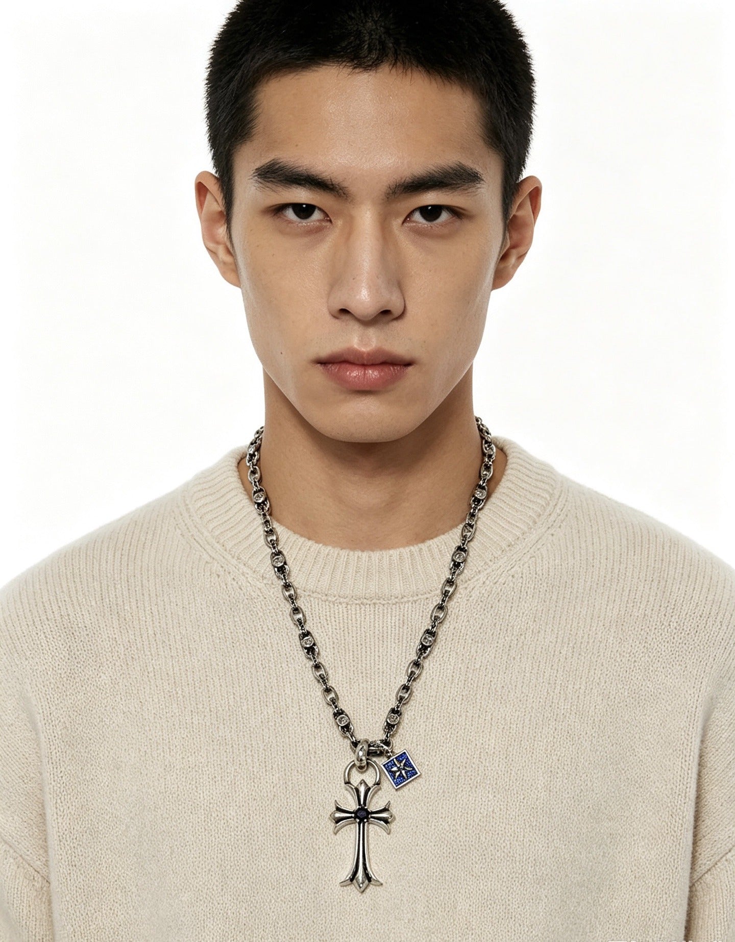 Chrome Hearts Sterling Silver Cross Necklace