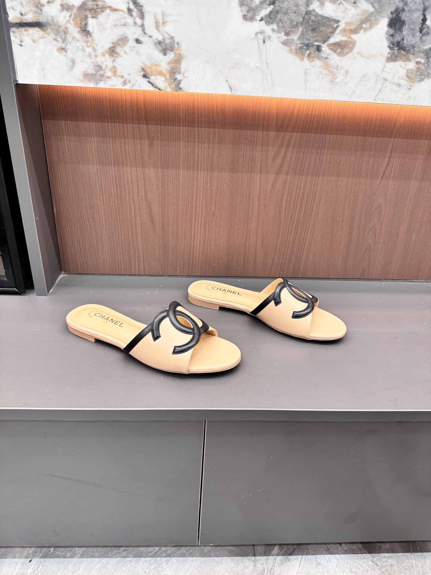Chanel Lambskin Leather Openwork Slides