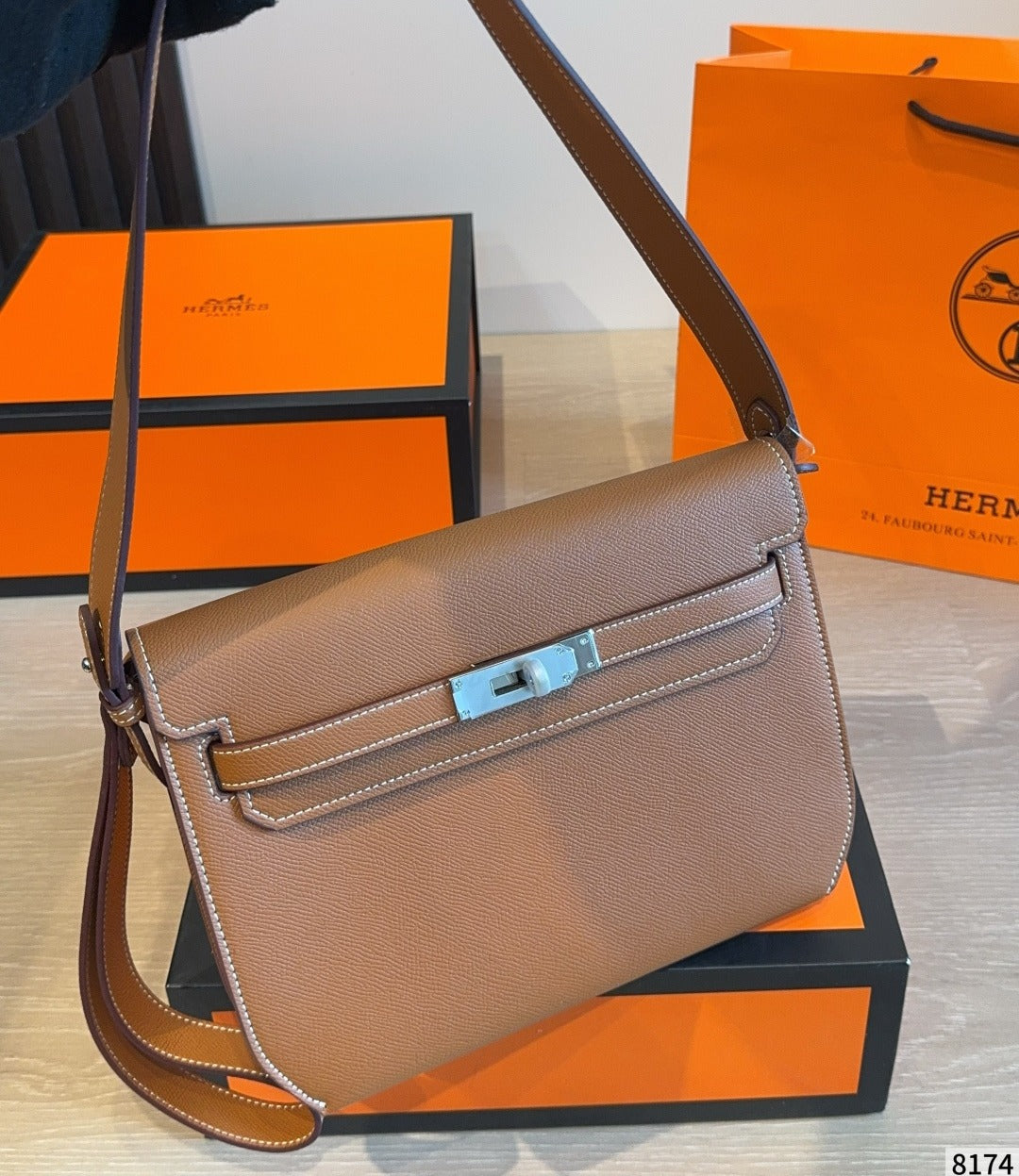 Hermes Leather Saddle Crossbody Bag