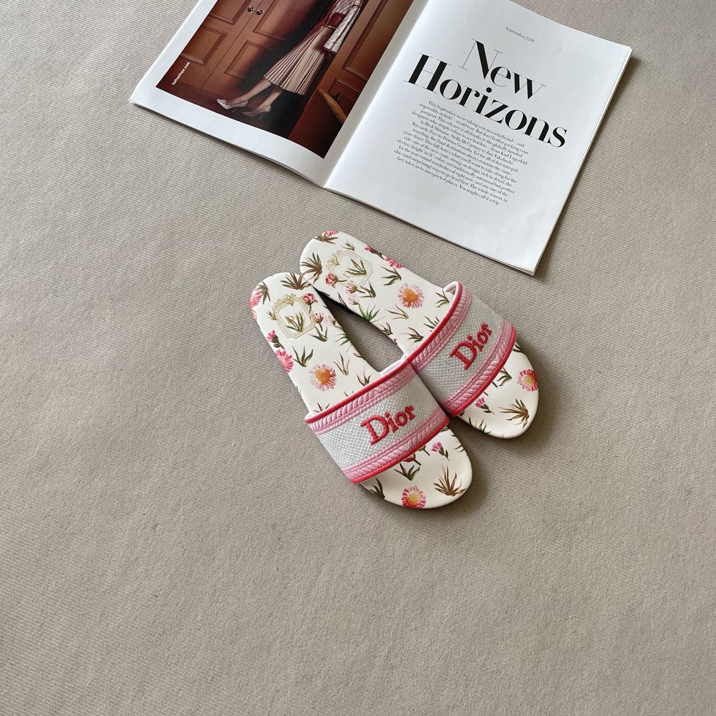 Dior Leather Embroidered Slides