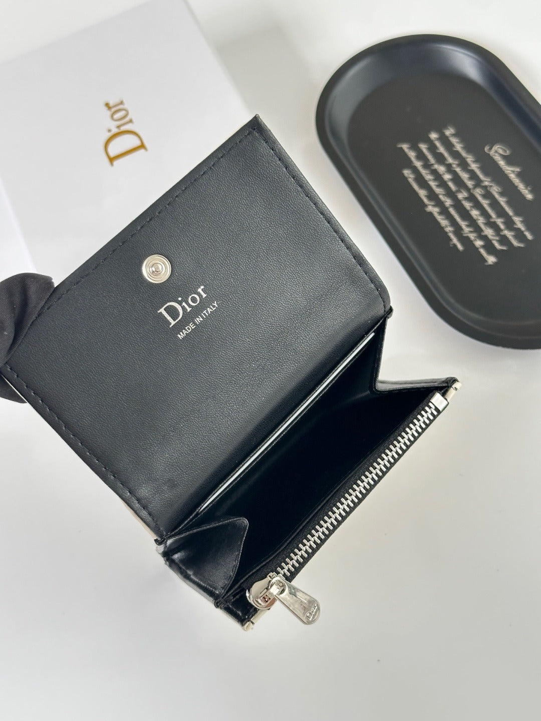 Dior Black Lambskin Leather Lady Dior Wallet