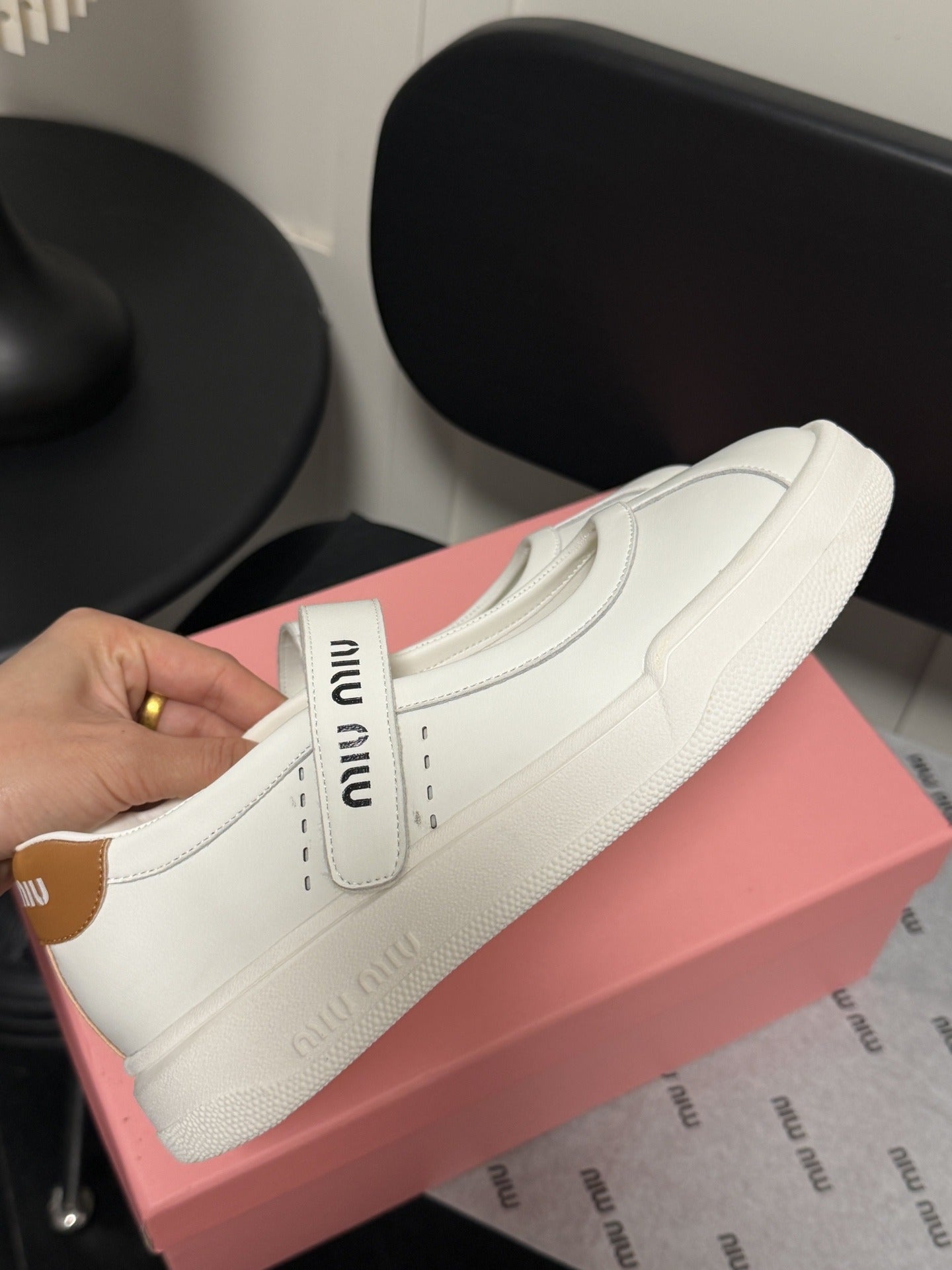 Miu Miu White Leather Logo Sneakers