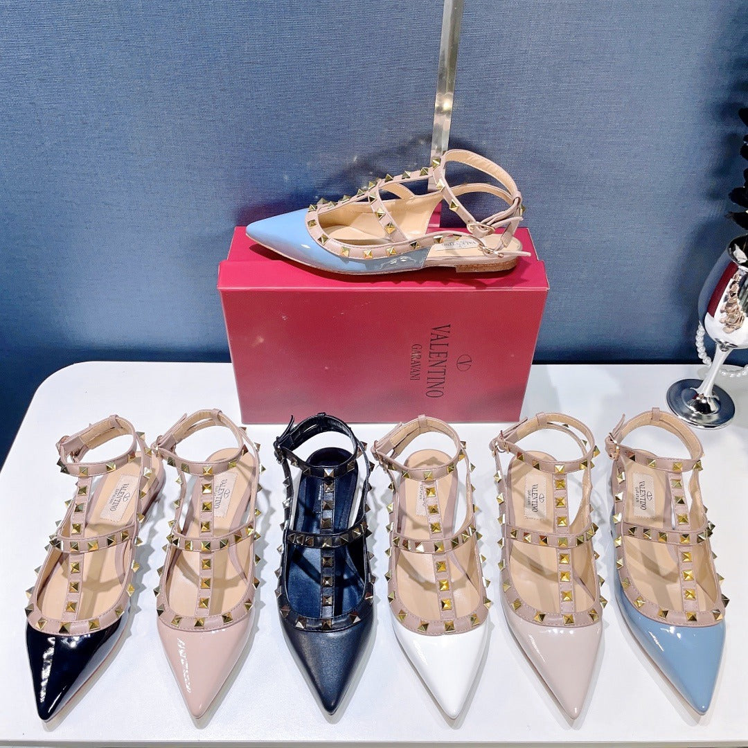 Valentino Lambskin Leather Pointed Toe Sandals