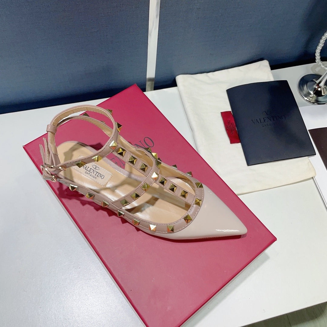 Valentino Lambskin Leather Pointed Toe Sandals