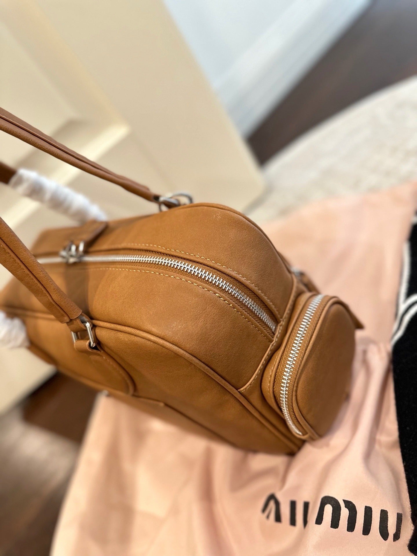 Miu Miu Lambskin Leather & Cotton Crossbody Bag