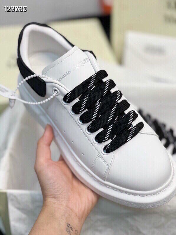 Alexander McQueen Women White Lambskin Leather Logo Sneakers