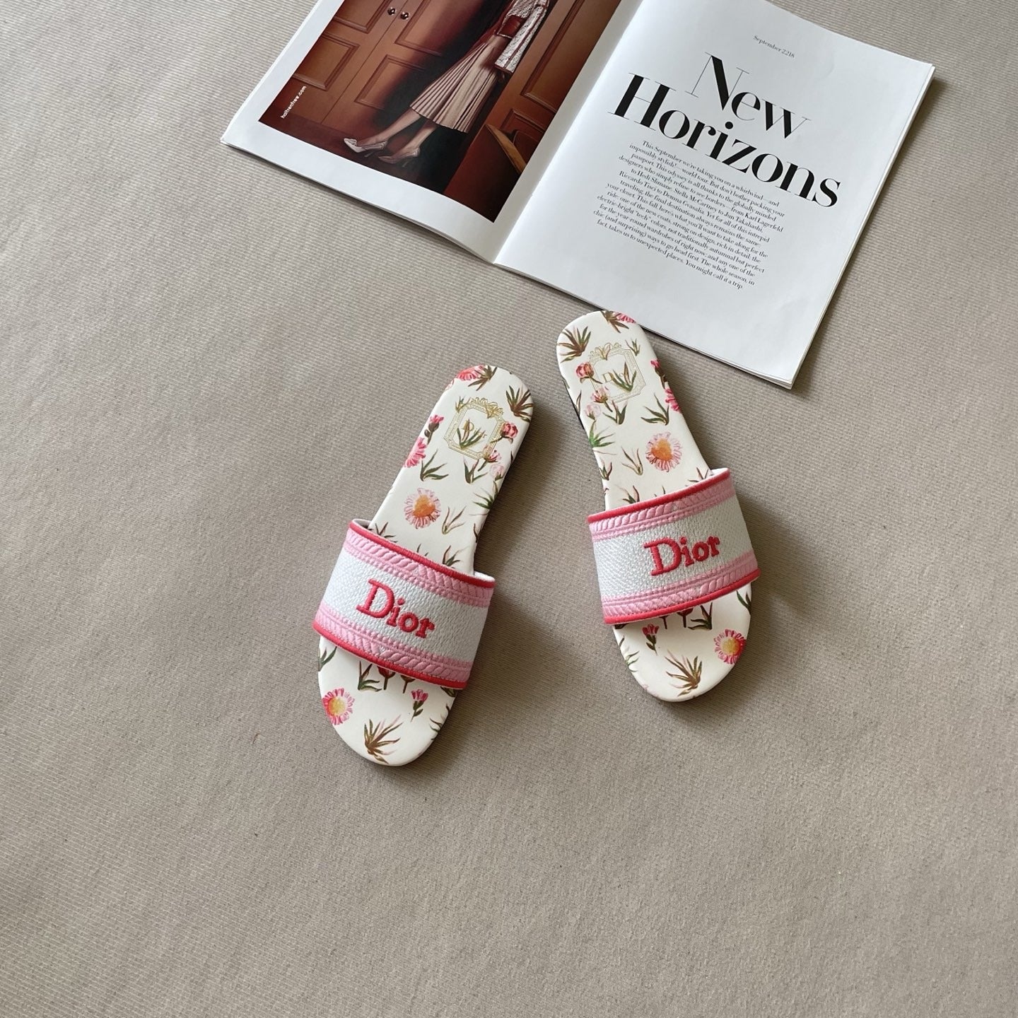 Dior Leather Embroidered Slides