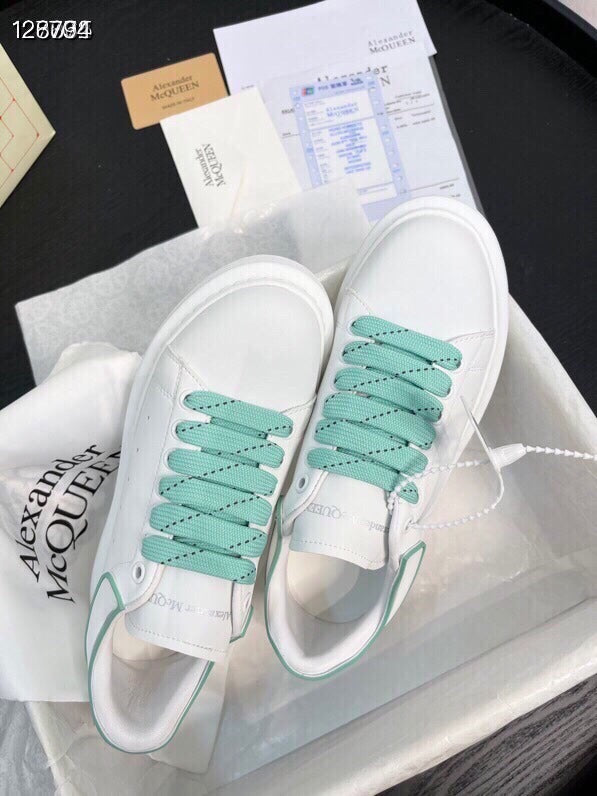 Alexander McQueen Women White Lambskin Leather Logo Sneakers