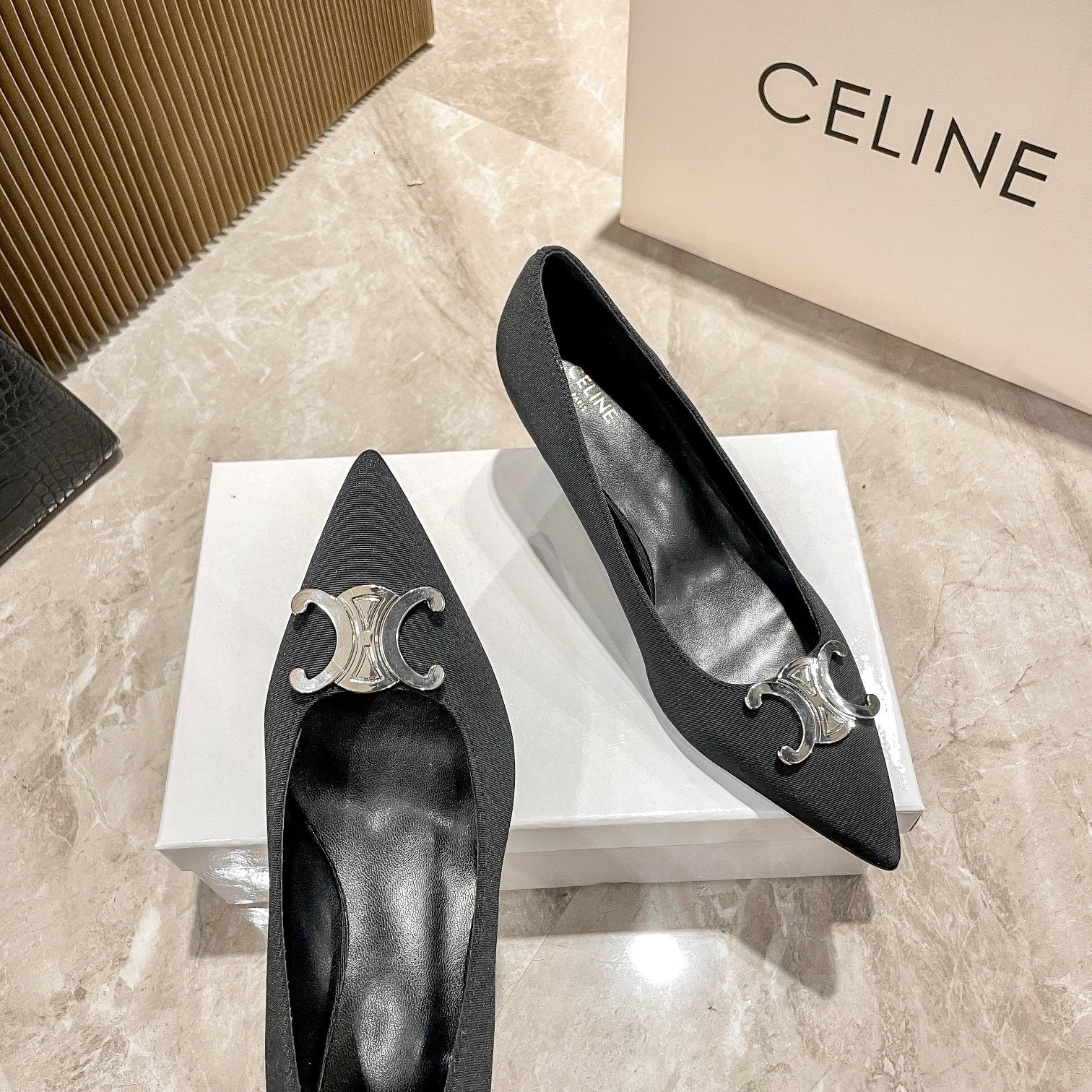 Celine Calfskin Leather Pointed Toe Heels