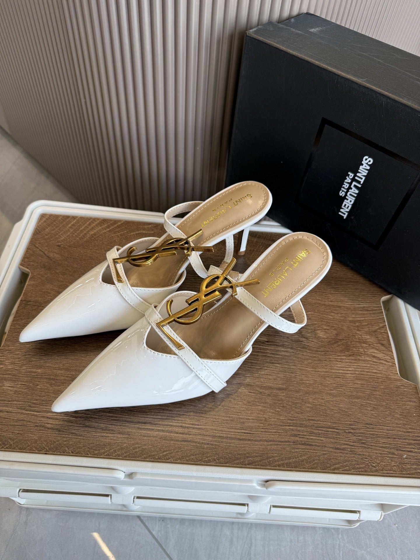 Saint Laurent Black Pointed Toe Heels