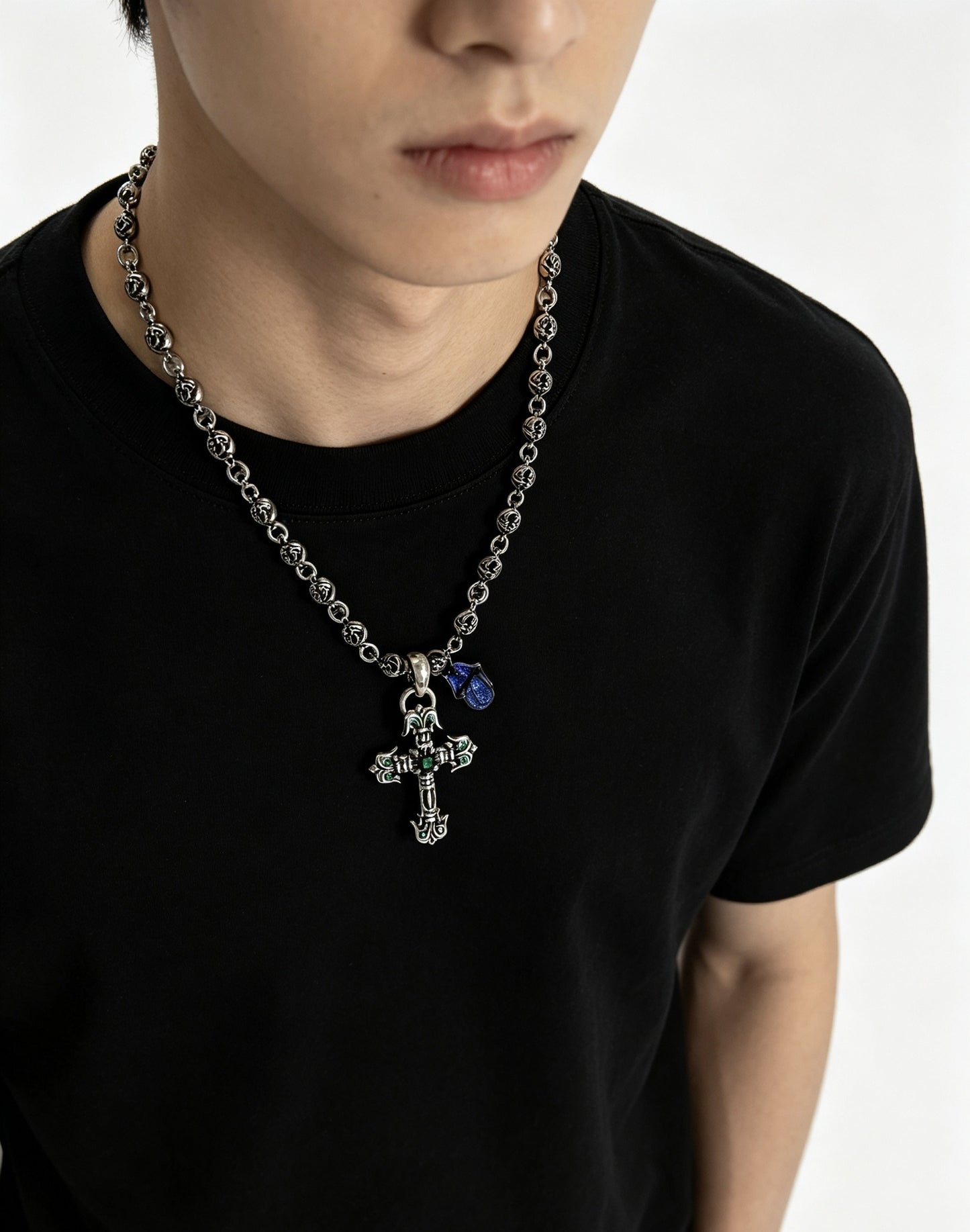 Chrome Hearts Sterling Silver Cross Necklace
