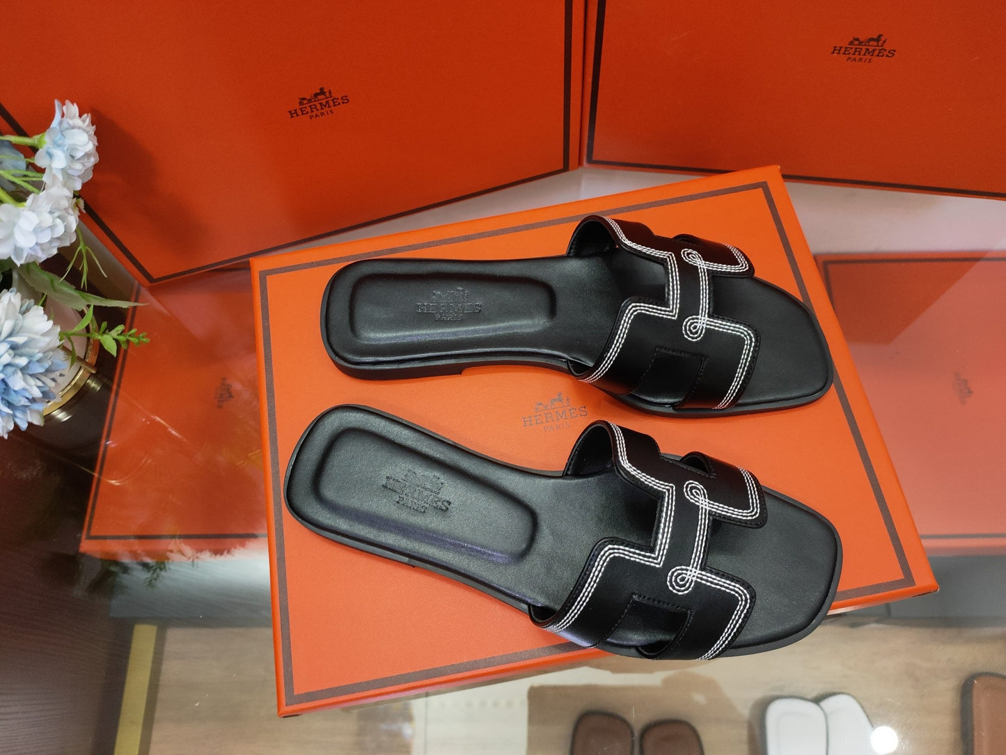 Hermes Leather Slides