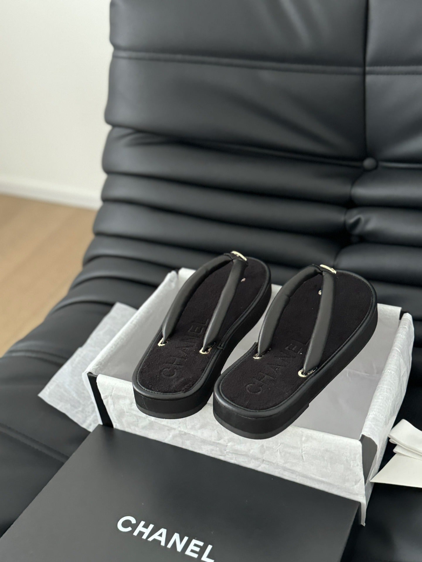Chanel Leather Slides