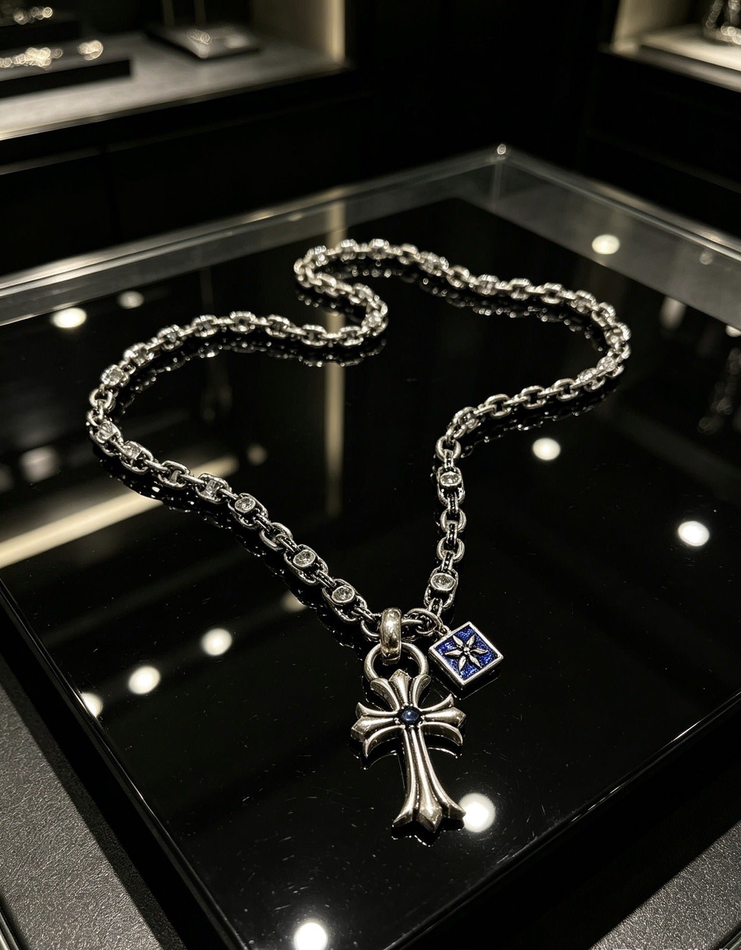 Chrome Hearts Sterling Silver Cross Necklace