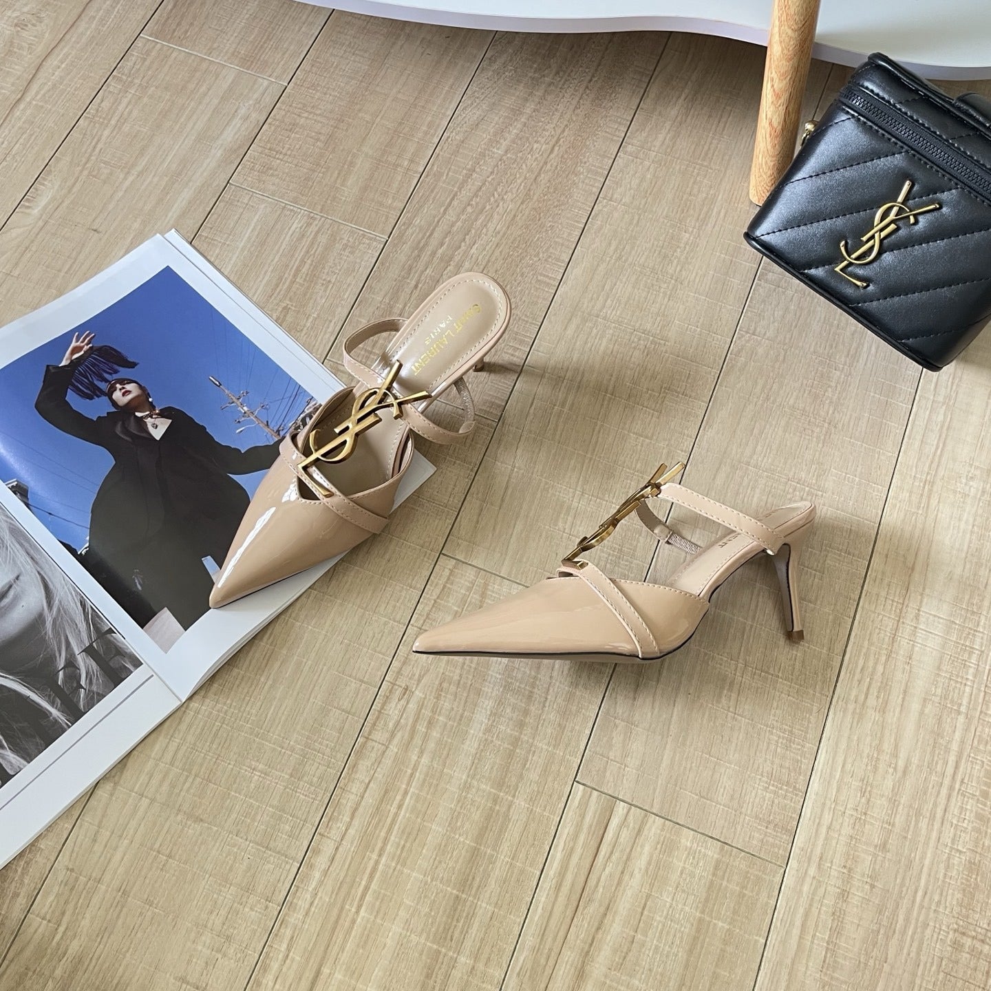 Saint Laurent Lambskin Leather Logo Sandals