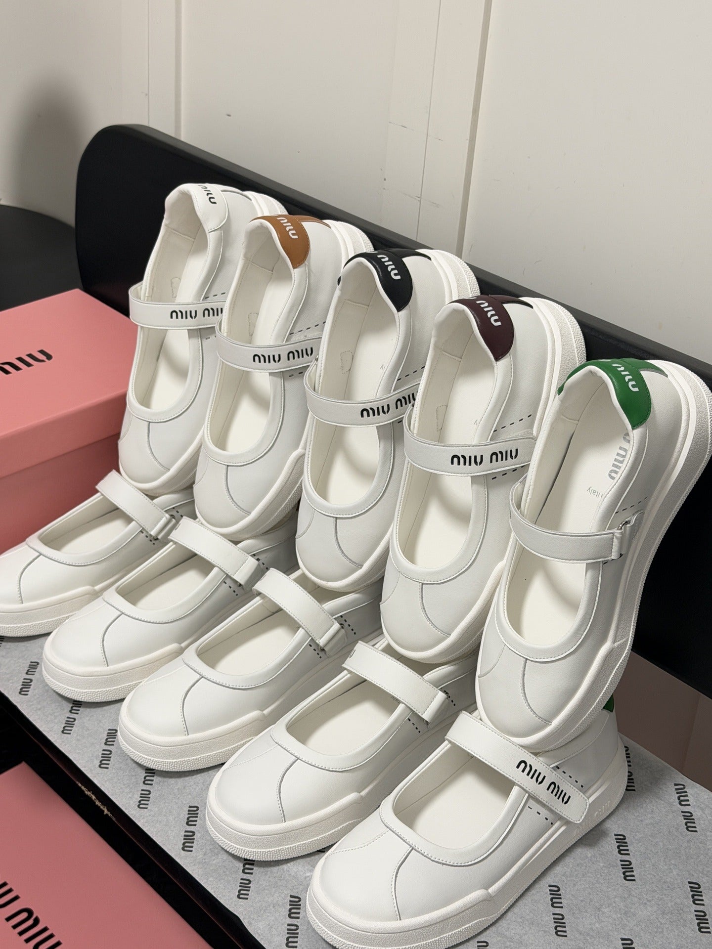Miu Miu White Leather Logo Sneakers