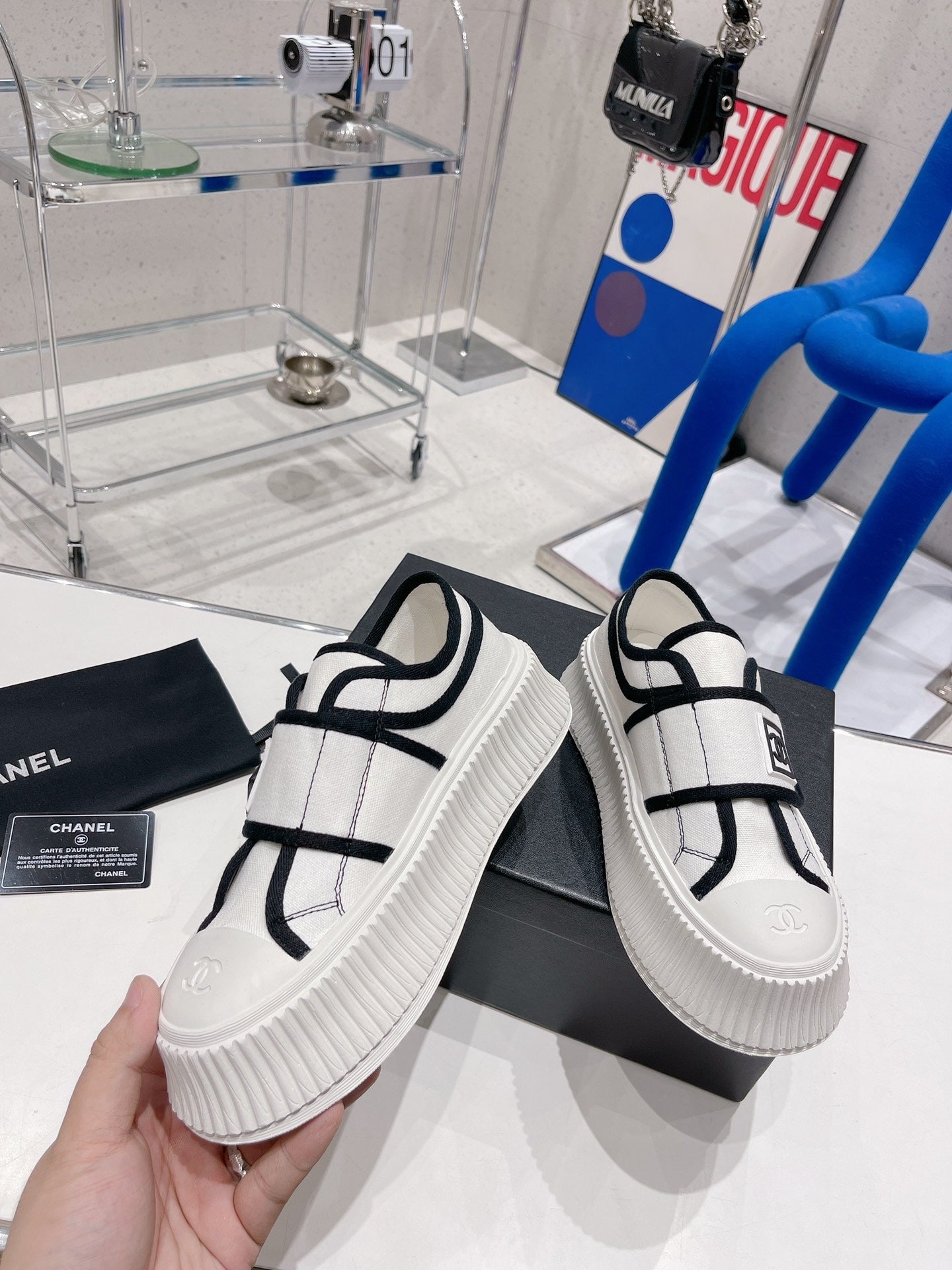 Chanel Canvas & Leather Vintage-Finish Canvas Shoes