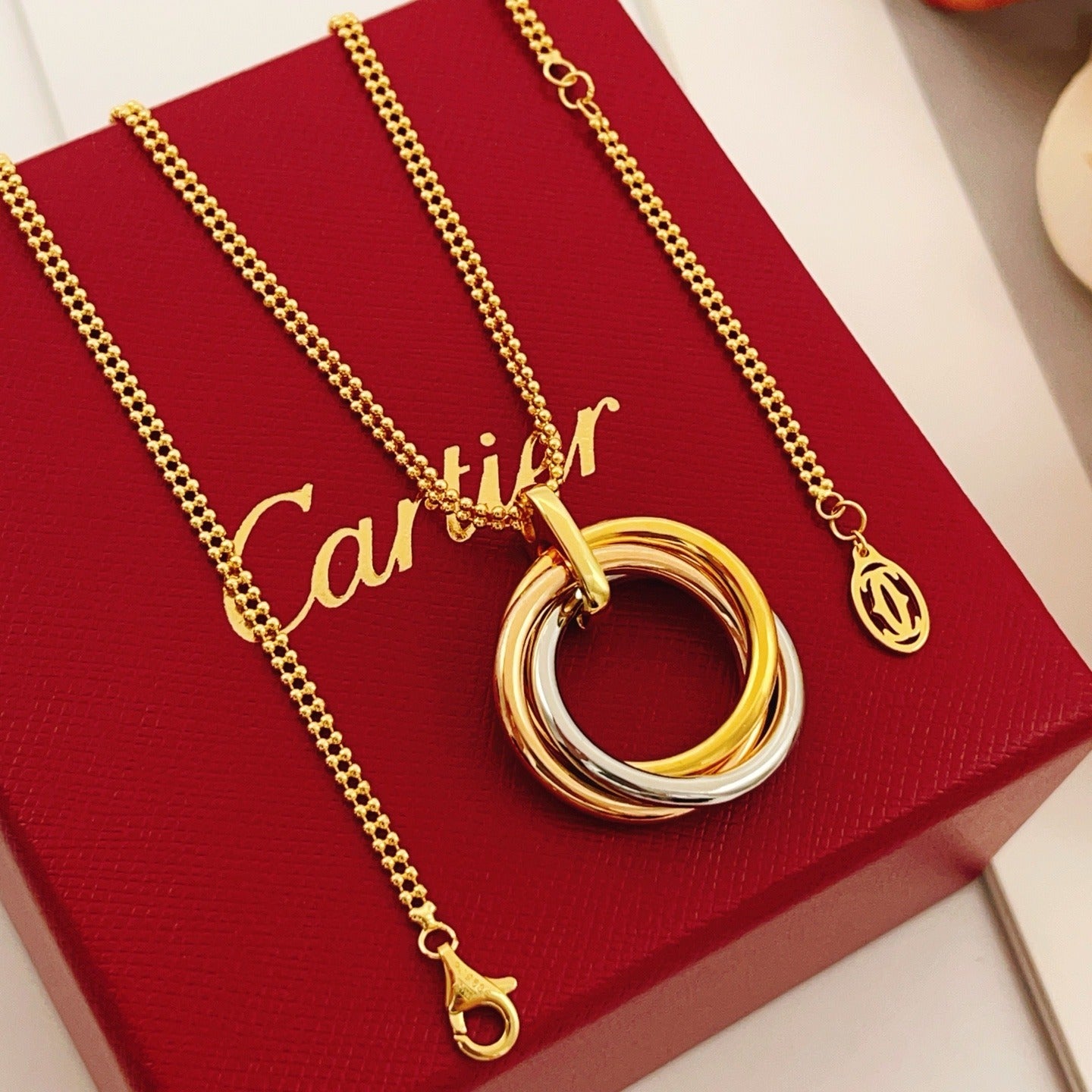 Cartier Gold Brass Colorblock Necklace