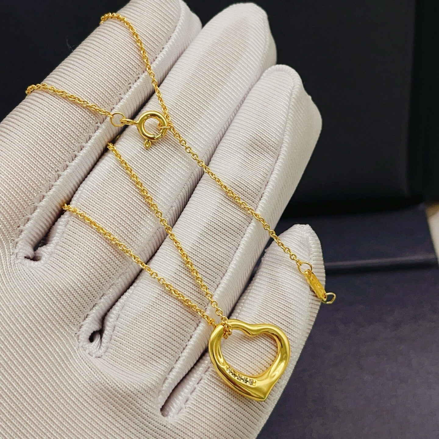 Tiffany & Co. Gold Brass Heart Necklace