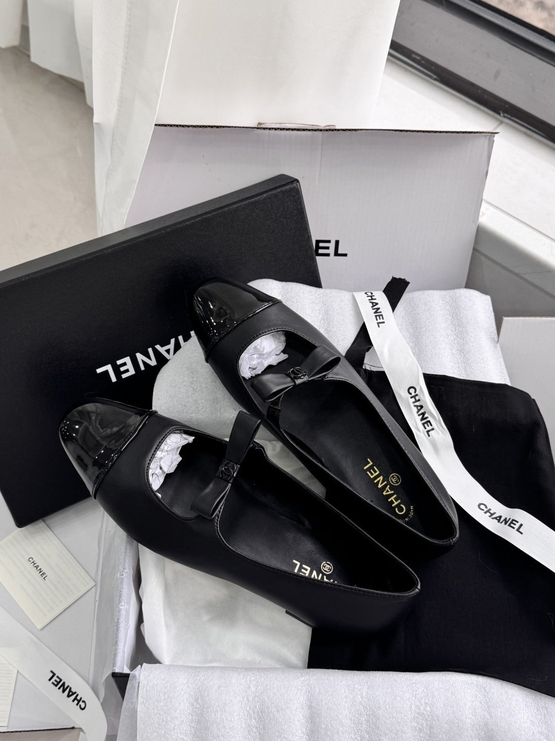 Chanel Patent Leather Bow Shoes