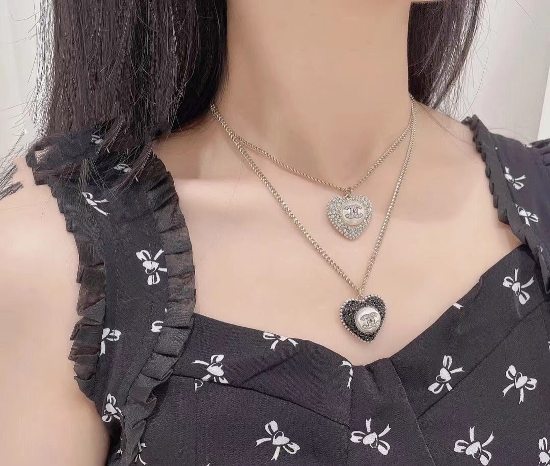 Chanel Black Heart Necklace
