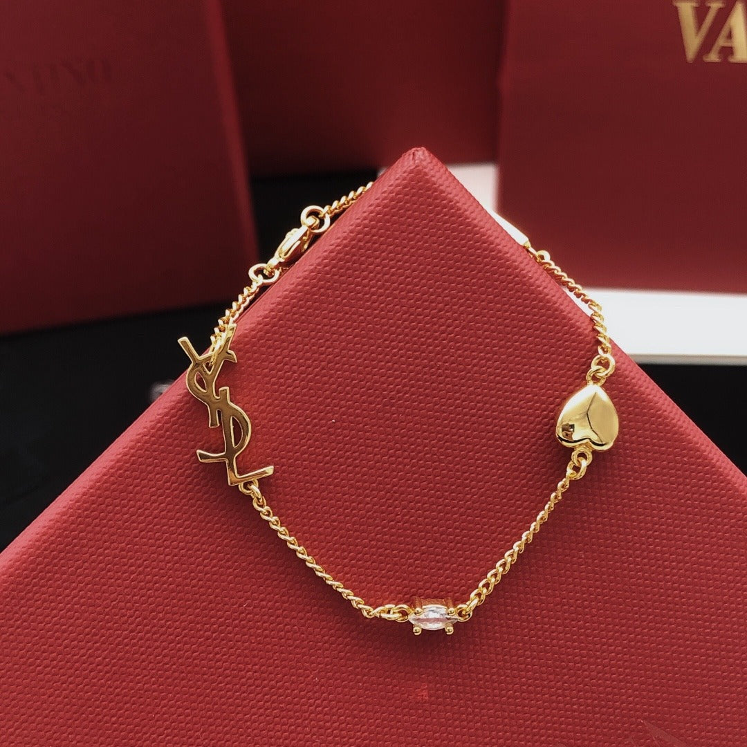 Saint Laurent Brass Heart Bracelet