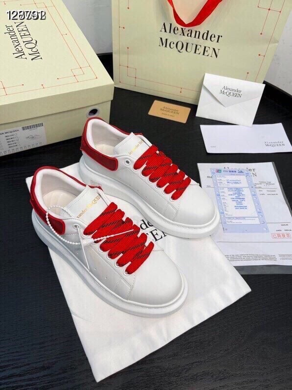 Alexander McQueen Women White Lambskin Leather Logo Sneakers