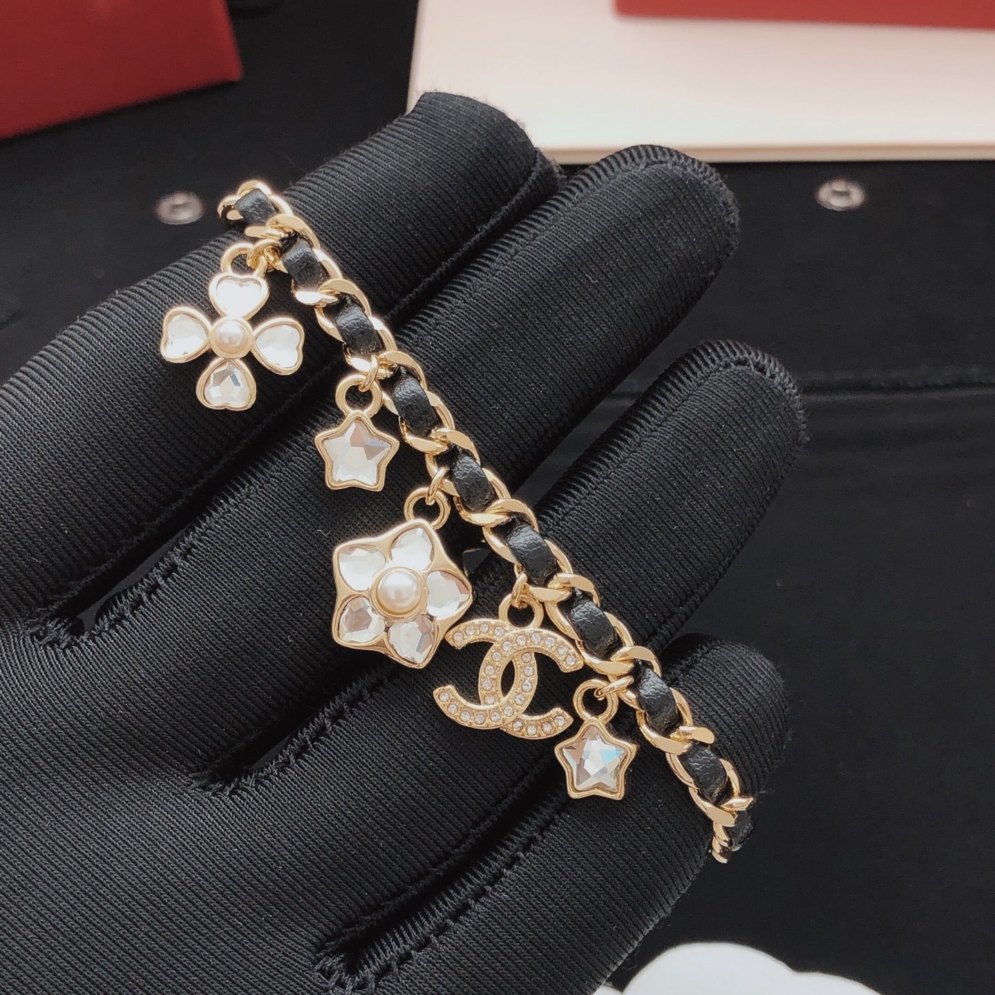 Chanel Leather Clover Bracelet