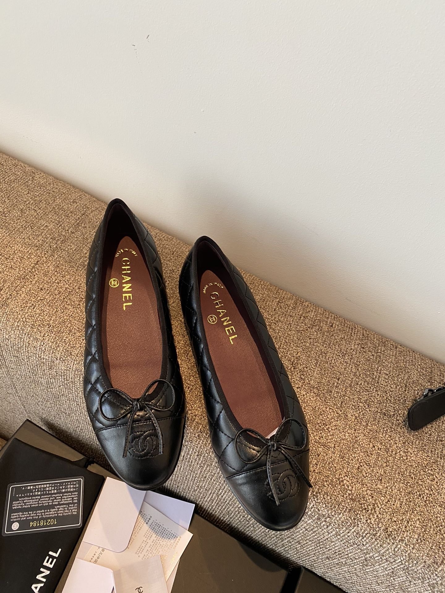 Chanel Leather Bow Ballet Flats