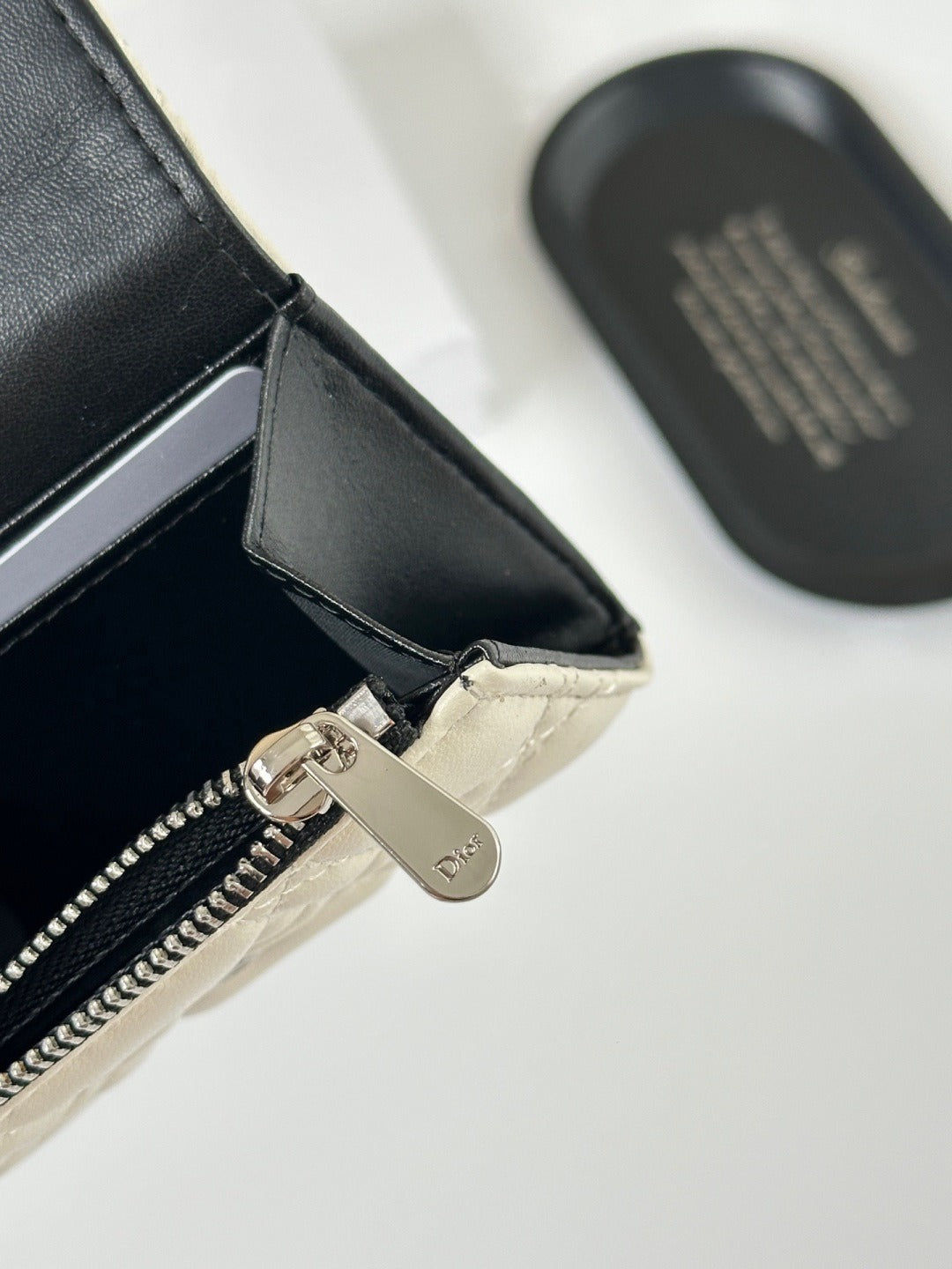 Dior Black Lambskin Leather Lady Dior Wallet