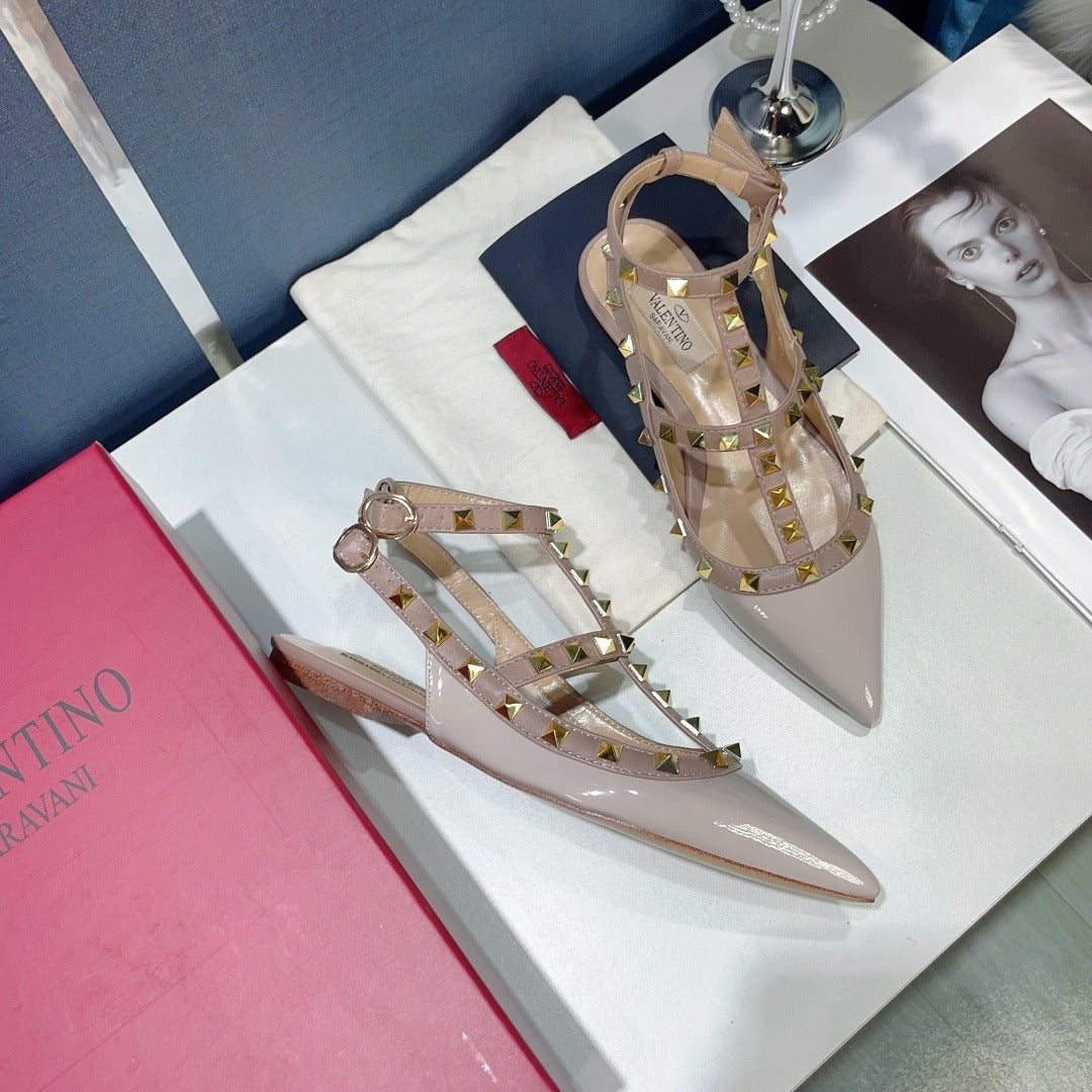 Valentino Lambskin Leather Pointed Toe Sandals