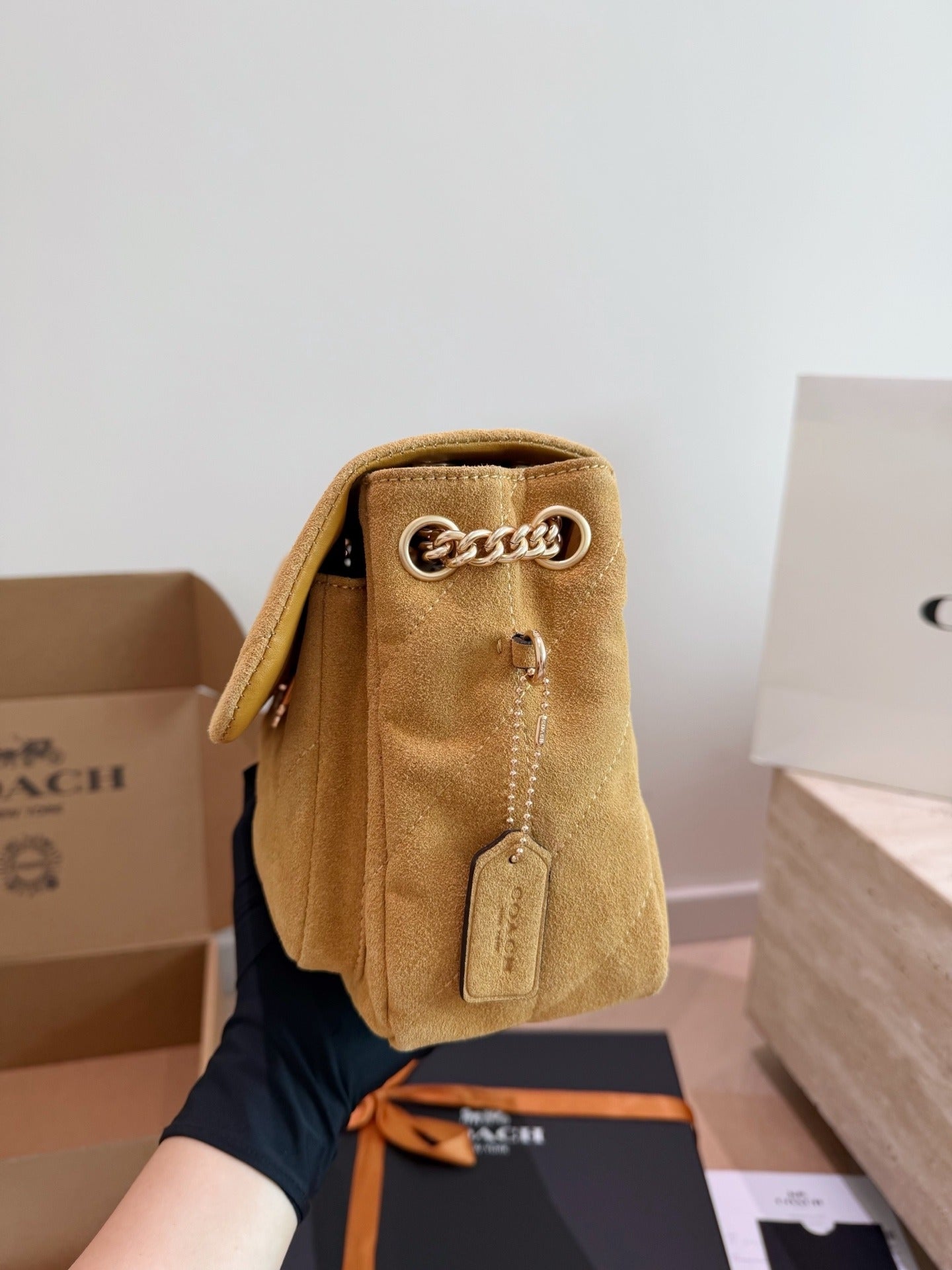 Coach Suede Chain Handbag