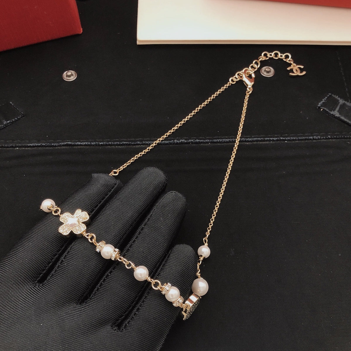 Chanel Brass Clover Necklace