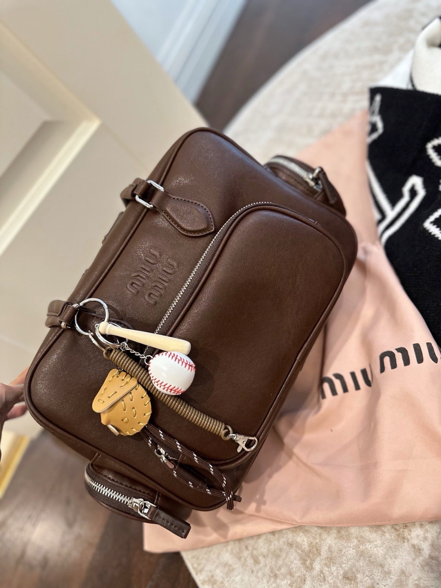 Miu Miu Lambskin Leather & Cotton Crossbody Bag