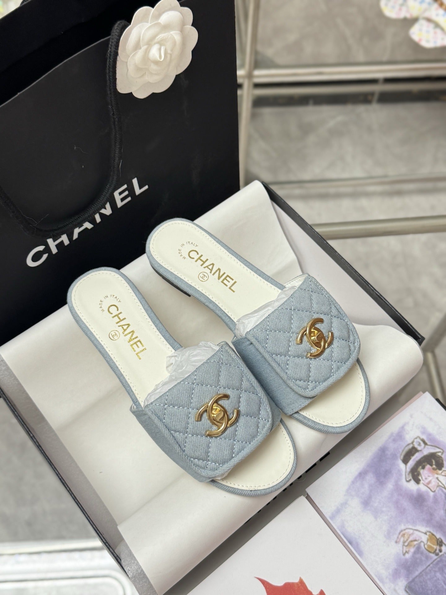 Chanel Lambskin Leather Slides